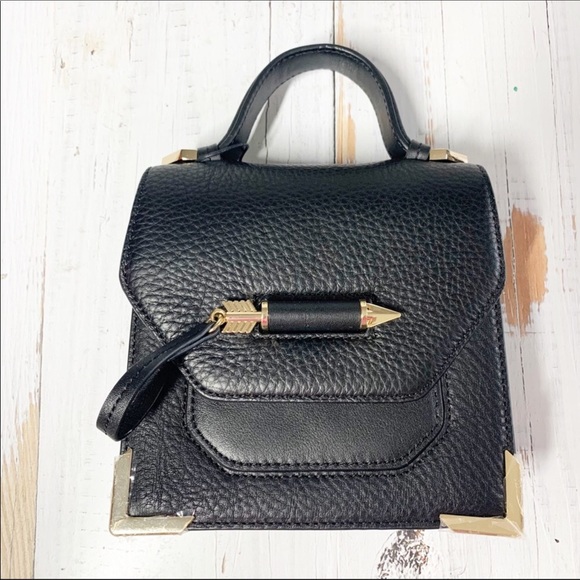 Mackage Bags Mackage Rubie Black Leather Arrow Crossbody Bag Poshmark